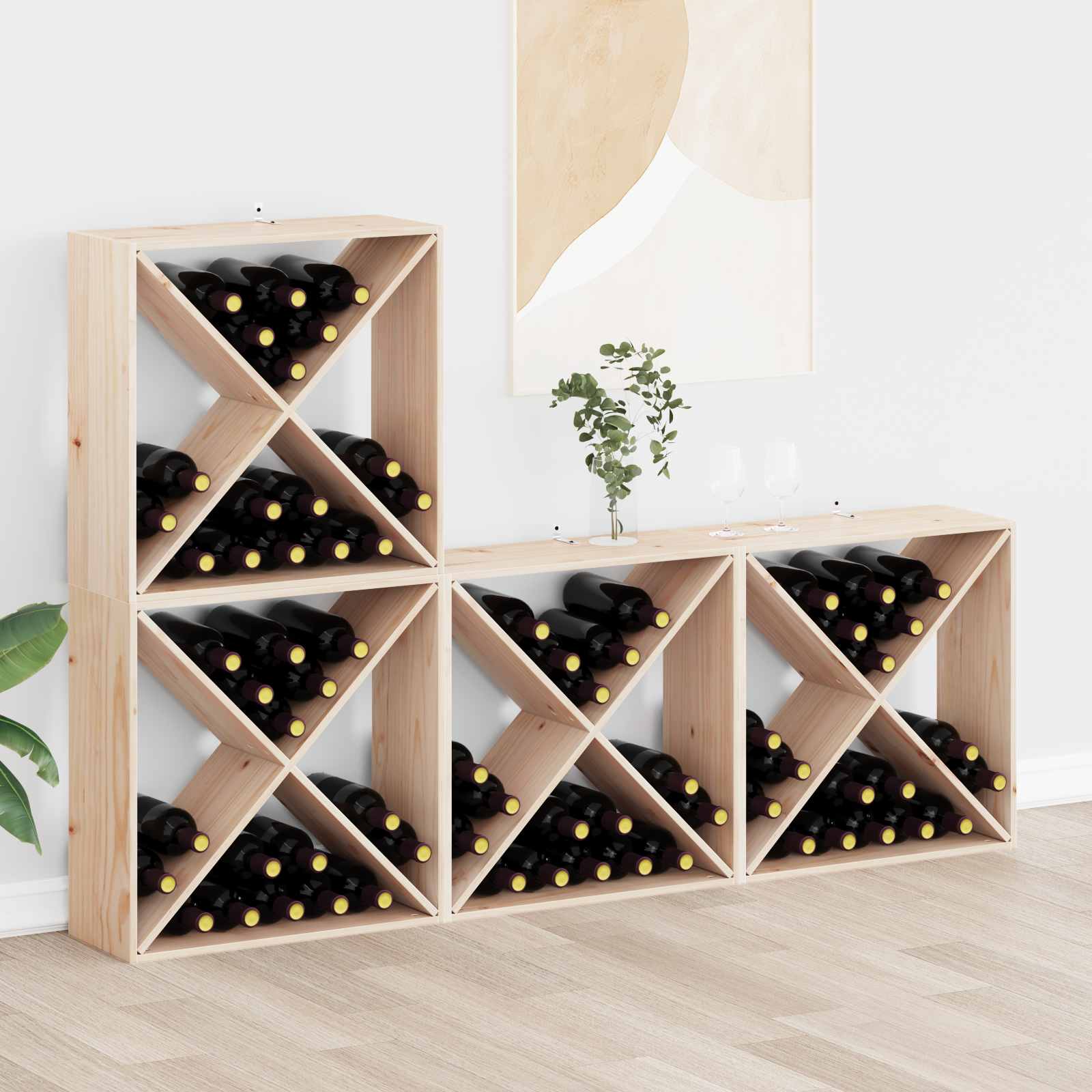 Weinregal 4 Pcs Natur 62 X 25 X 62 Cm Massives Kiefernholz