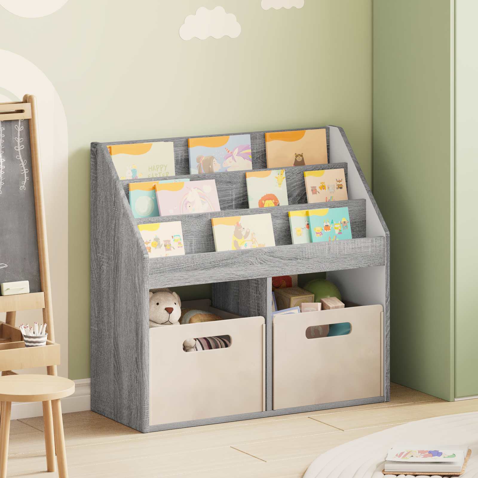 Kinderregal Graues Sonoma 72,5 X 29,5 X 69 Cm Holzwerkstoff