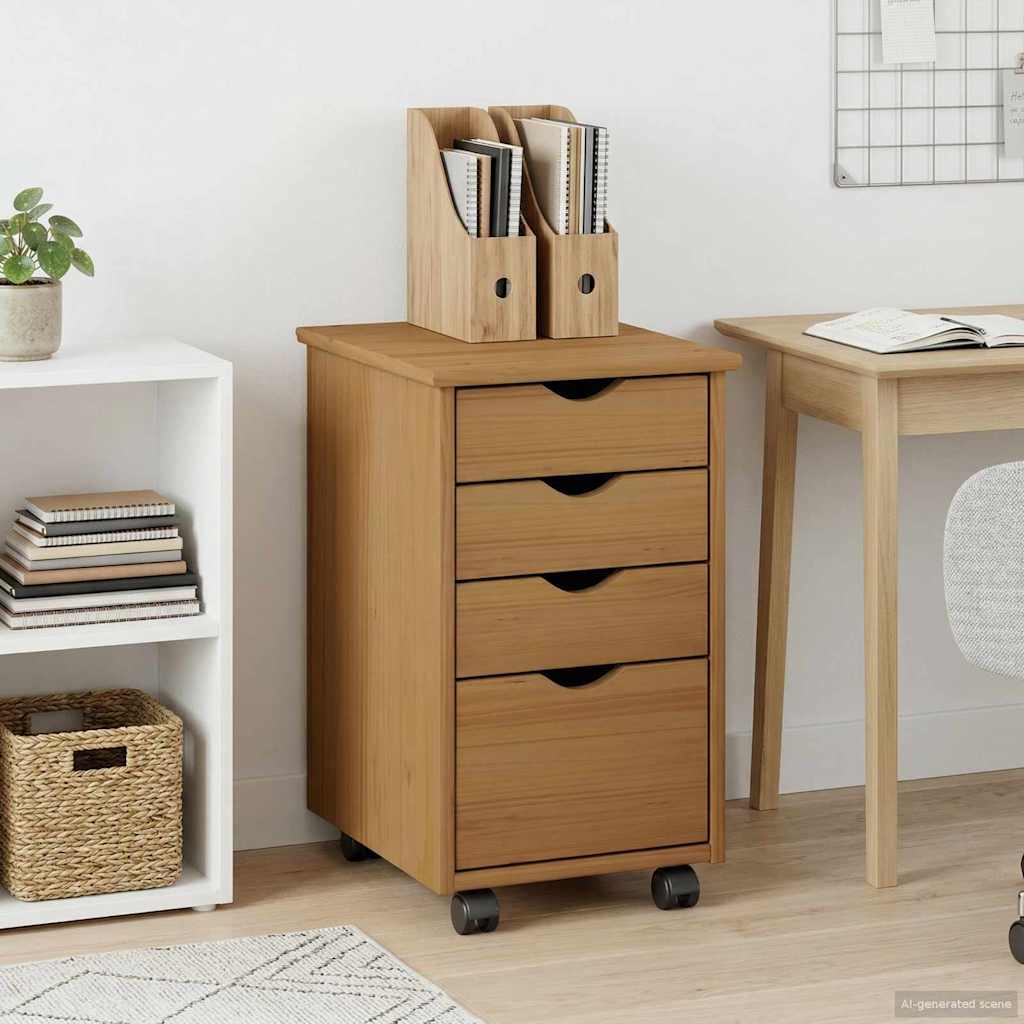 Rollschrank Mit Rollen Moss Honigbraun 34 X 39 X 56 Cm