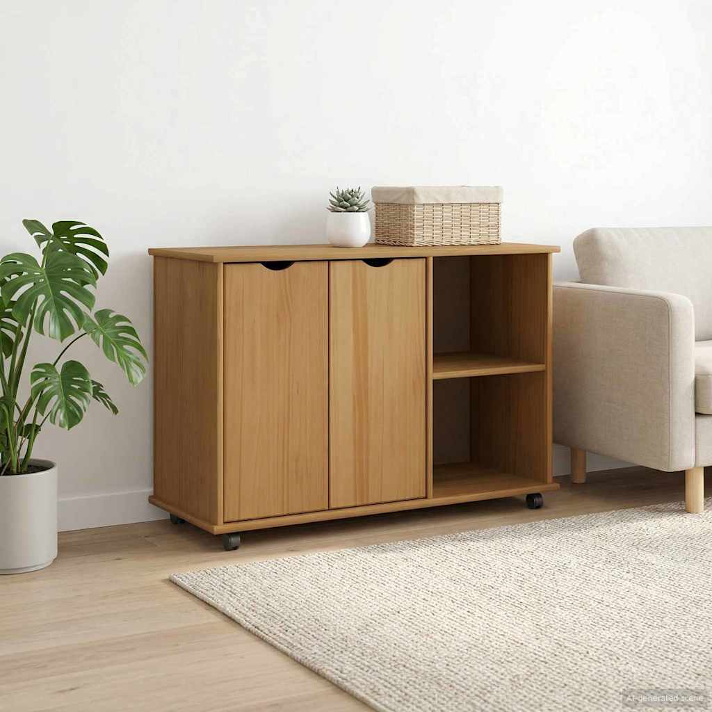 Rollschrank Honigbraun 100 X 39 X 65,5 Cm Massivholz Kiefer
