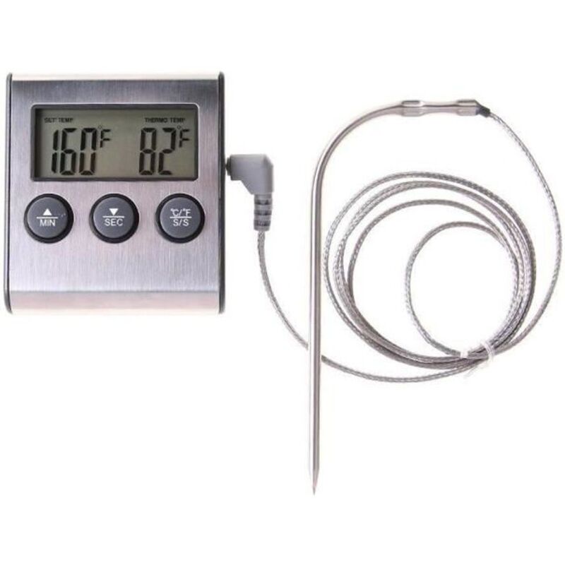 Küchenthermometer Mit Sonde (0–300 °c), Küchenthermometer Mit Timer, Digitales Sondenthermometer Für Fleisch Und Grillgut