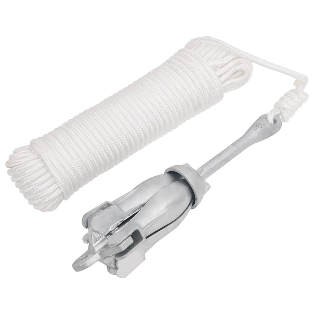Klappanker Mit Seil Silbern 2,5 Kg Temperguss