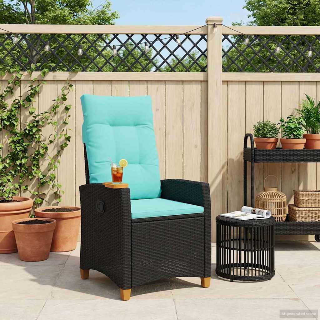 Liegestuhl Mit Teeteller 62 X 64 X 112 Cm Poly-rattan