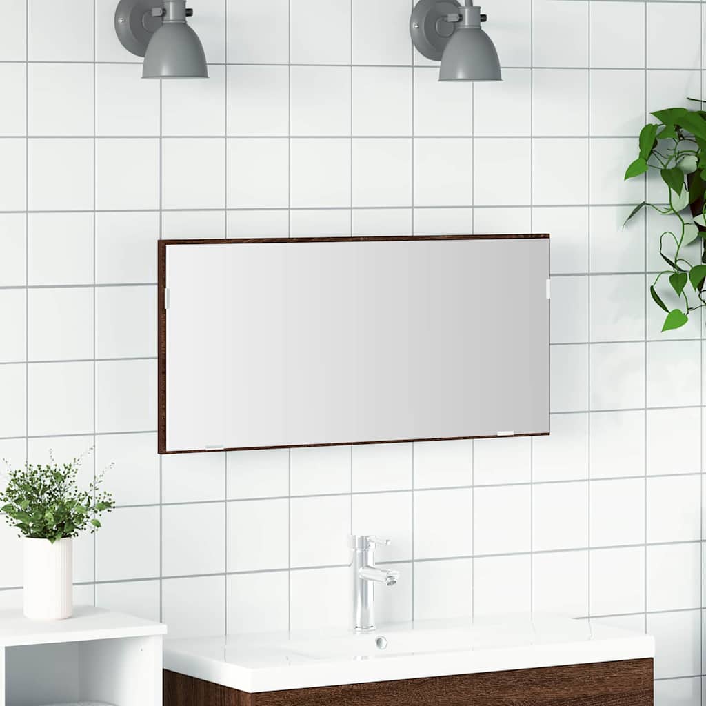 Spiegel Braun Eichen-optik 80 X 37 Cm Glas Und Engineered Holz