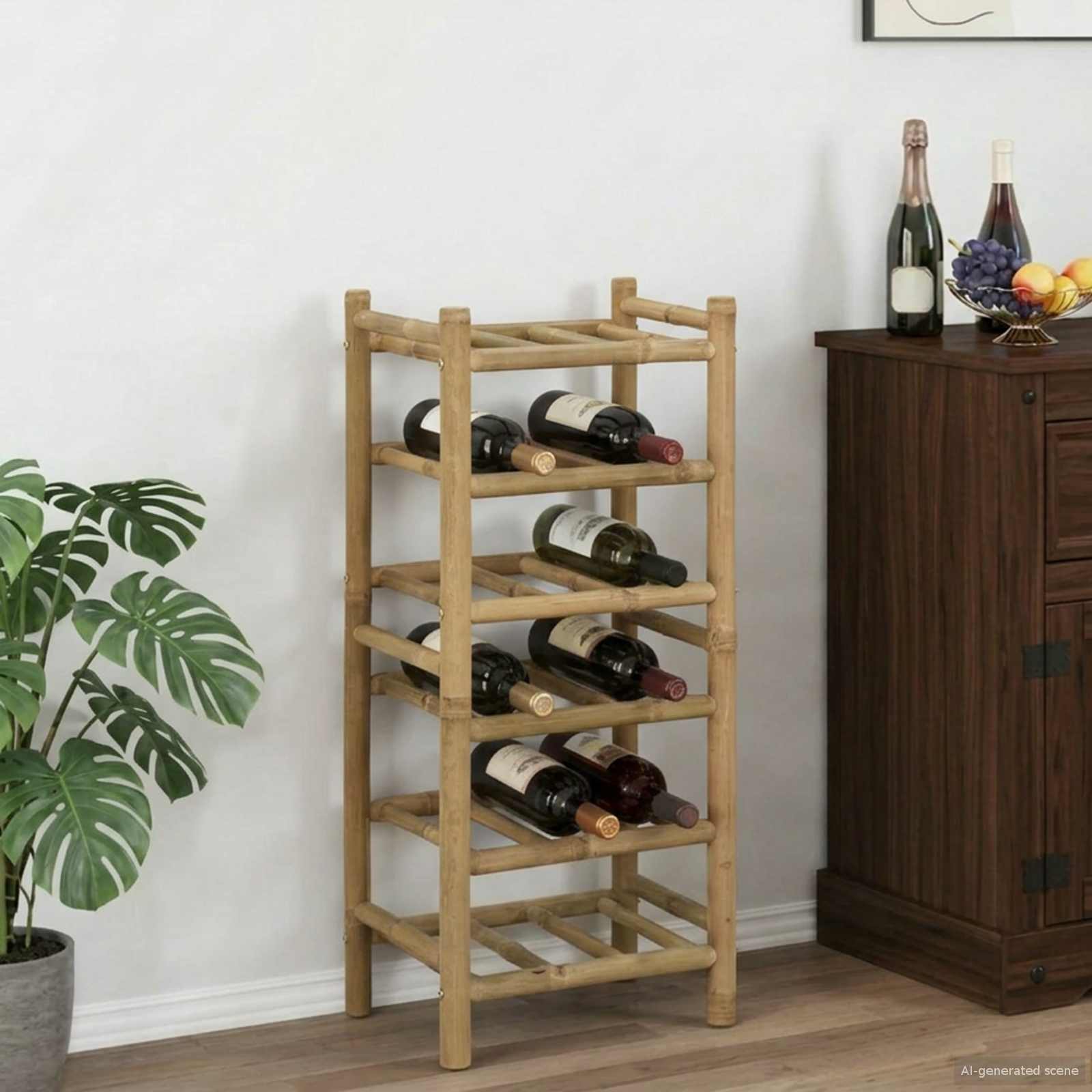 Weinregal Natur 32,5 X 29,5 X 72 Cm Bambus