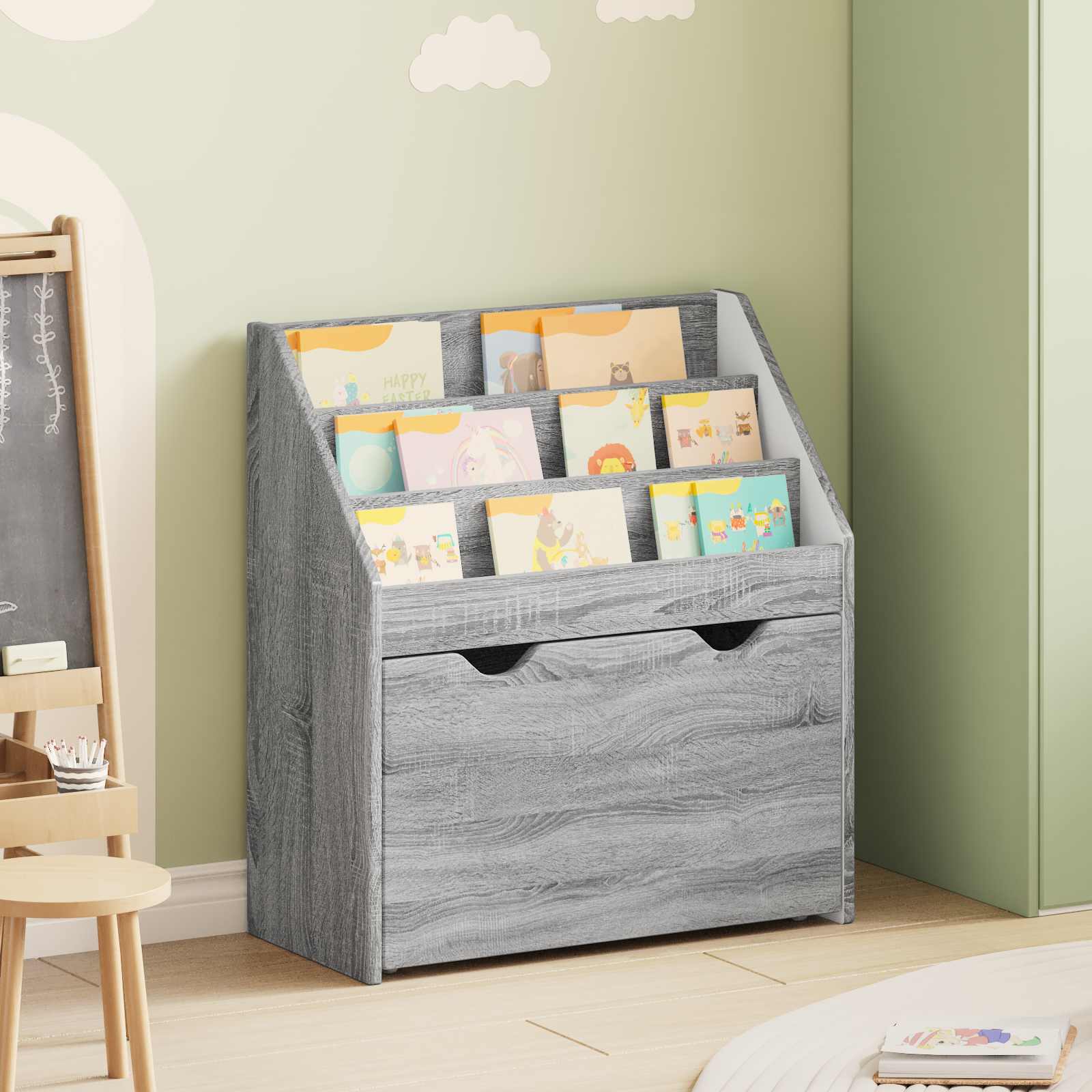 Kinderregal Graues Sonoma 60 X 29,5 X 69 Cm Holzwerkstoff