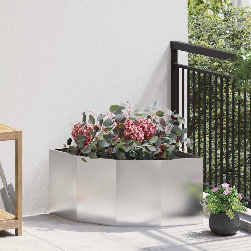 Eckpflanzer Silber 60 X 60 X 35 Cm Edelstahl