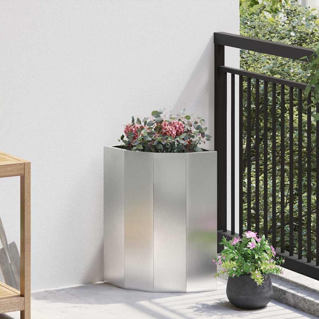 Eckpflanzer Silber 30 X 30 X 50 Cm Edelstahl