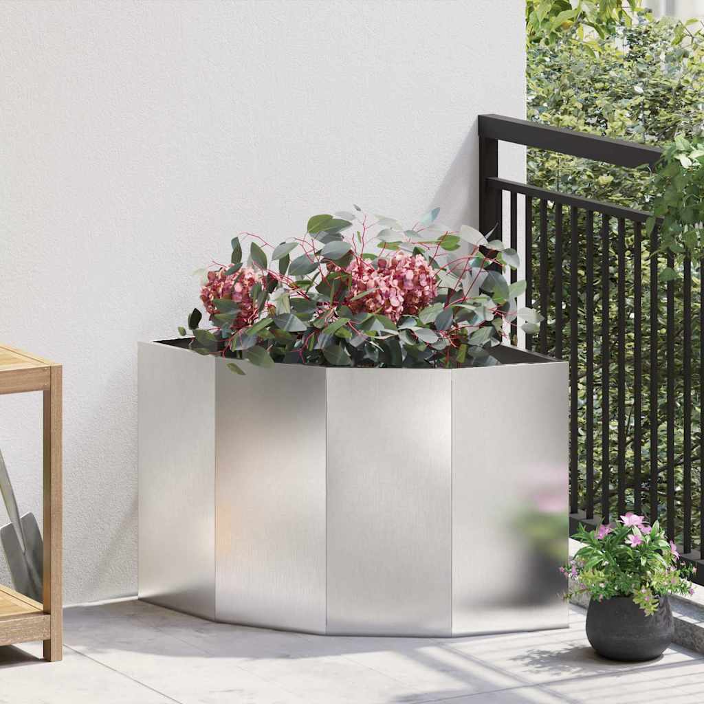 Eckpflanzer Silber 60 X 60 X 50 Cm Edelstahl