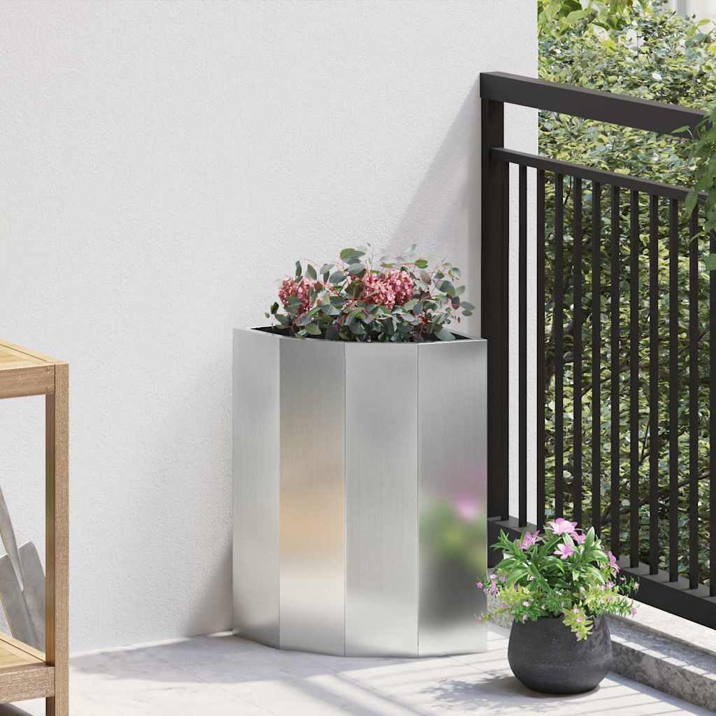 Eckpflanzer Silber 30 X 30 X 50 Cm Verzinkter Stahl