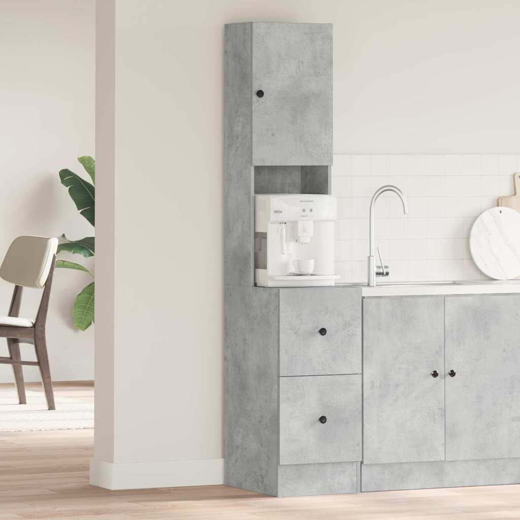Küchenschrank Mit Regal Grau 35 X 50 X 180 Cm Holzwerkstoff