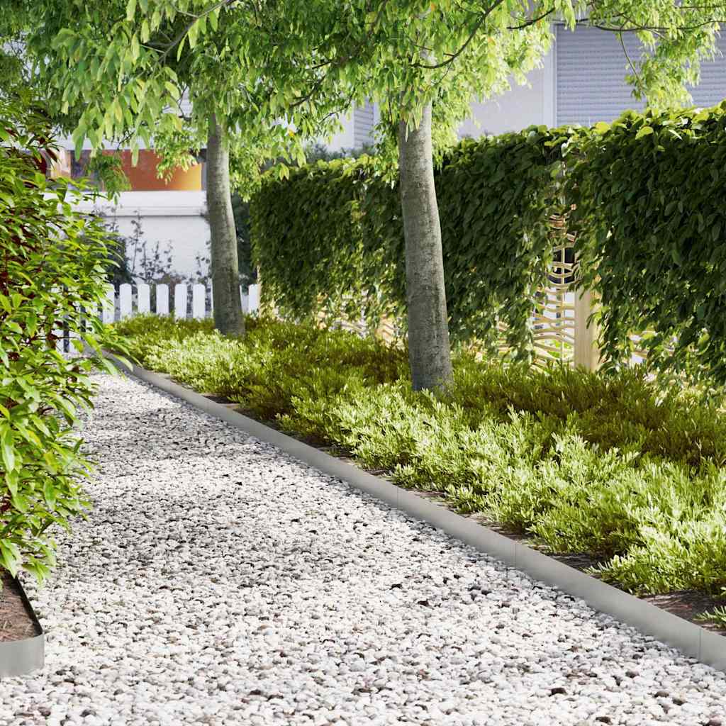 Raseneinfassung 10 Pcs Silber 100 X 0,05 X 15 Cm