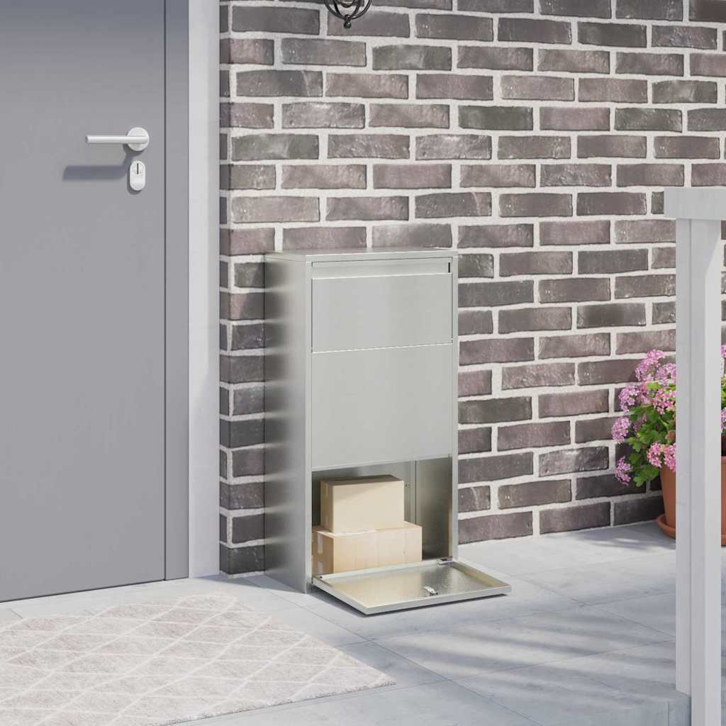 Paketdrop-box Mit Tür Silber 44 X 22 X 82 Cm Verzinkter Stahl