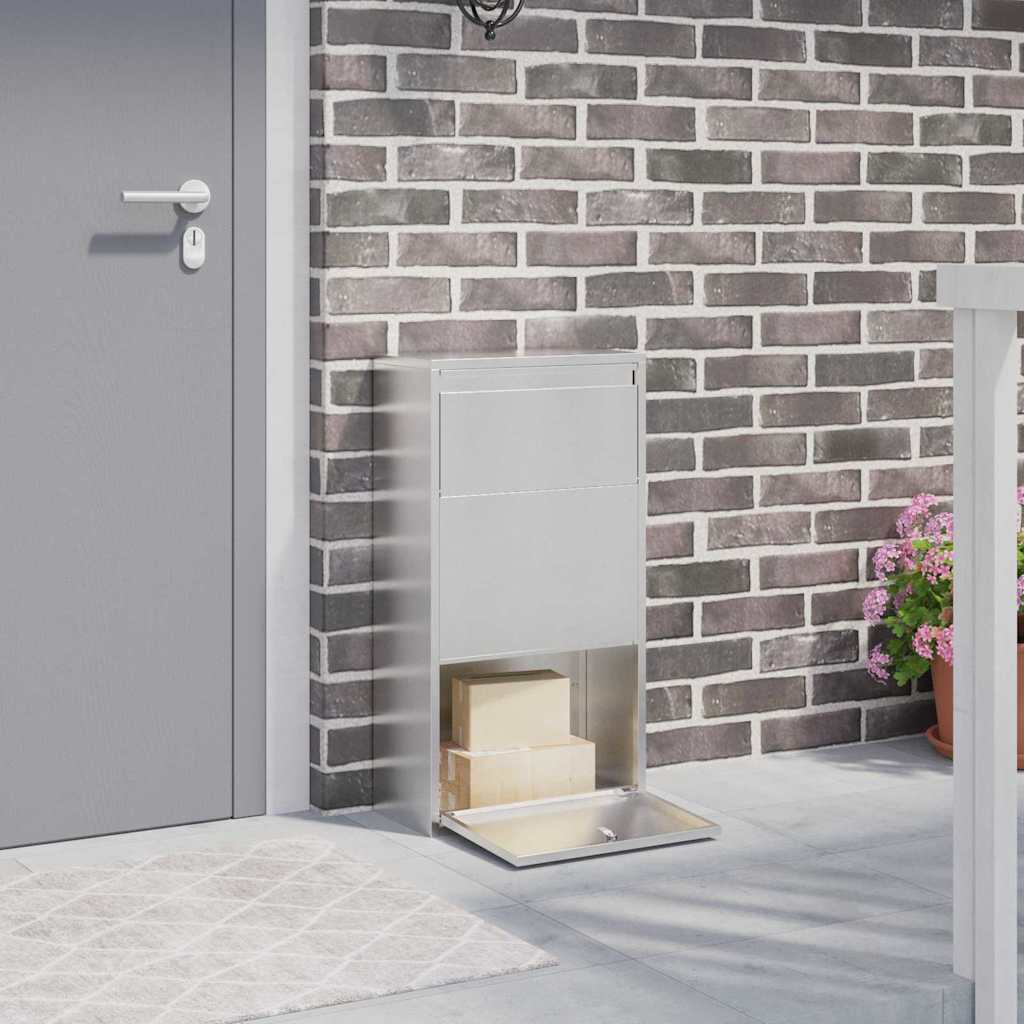 Paketdrop-box Mit Speicher Silber 44 X 22 X 82 Cm Edelstahl