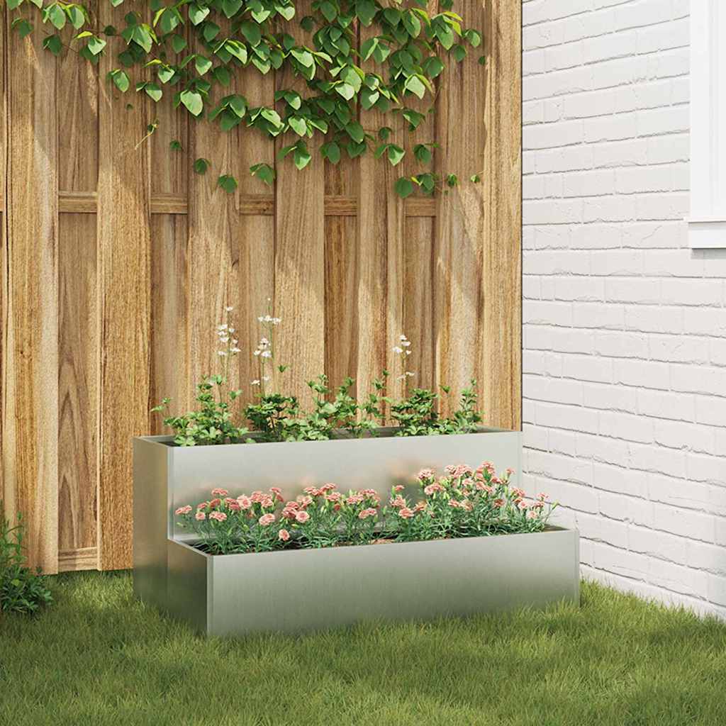 Garten-pflanzgefäß Silber 100 X 60 X 45 Cm Verzinkter Stahl