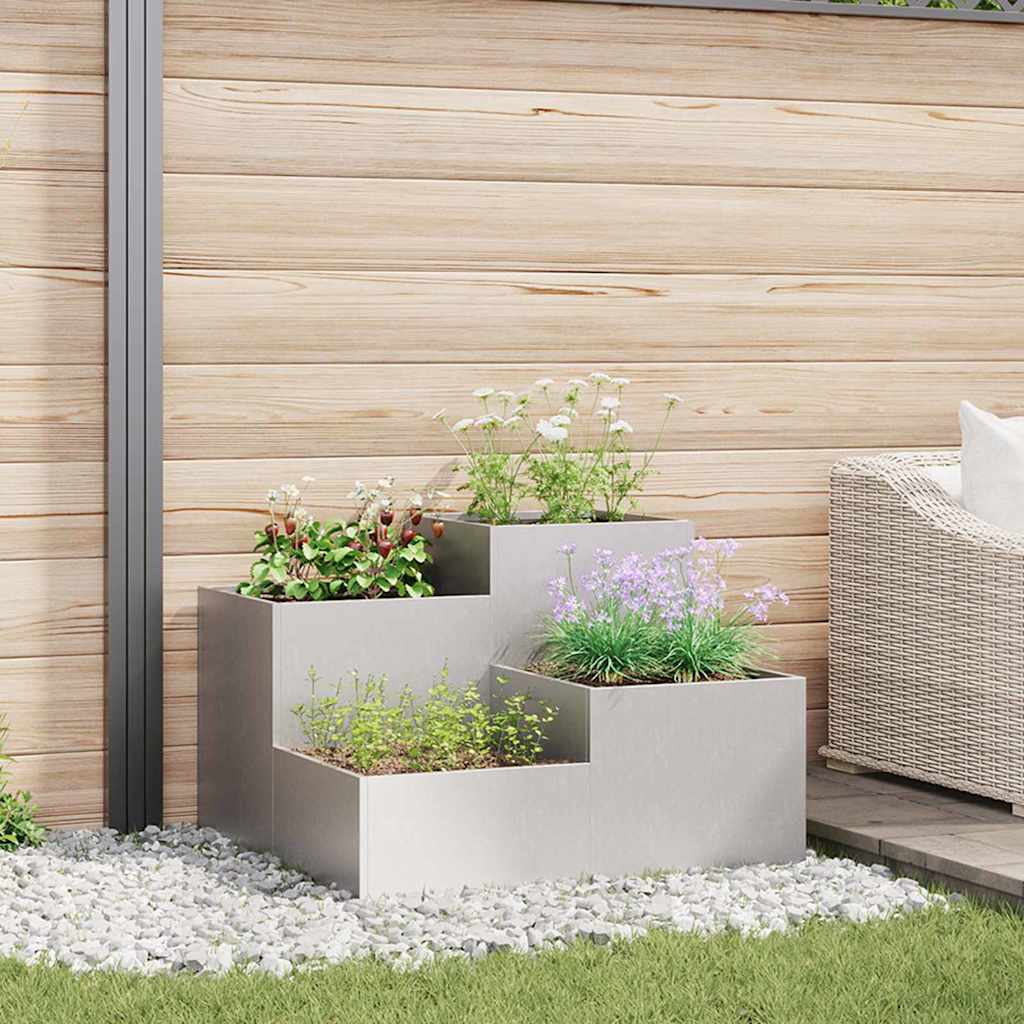 Gartenblumentopf Silber 80 X 80 X 60 Cm Edelstahl