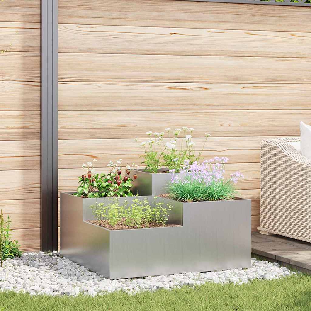 Gartenblumentopf Silber 80 X 80 X 48 Cm Verzinkter Stahl