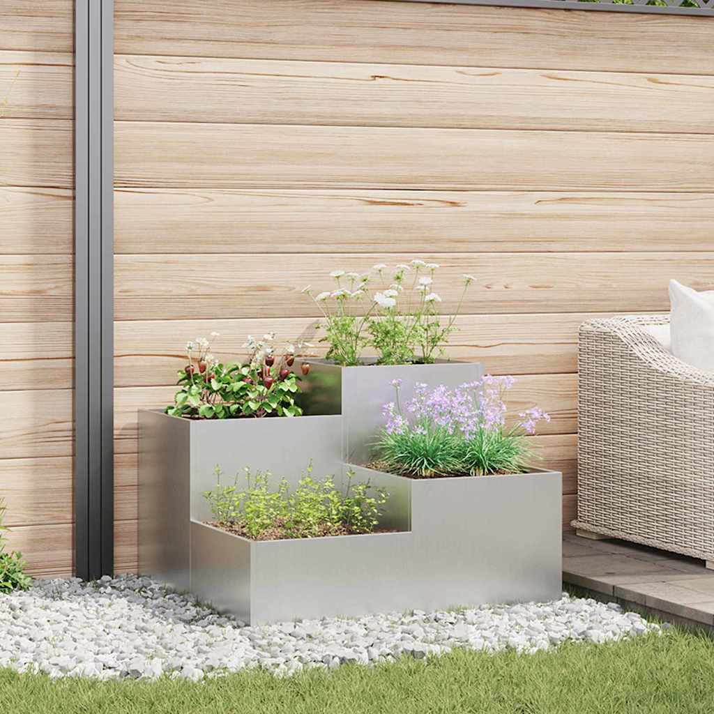 Gartenblumentopf Silber 80 X 80 X 60 Cm Verzinkter Stahl