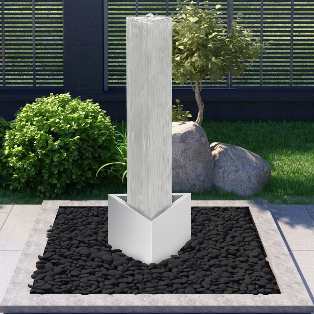 Gartenbrunnen Silbern 37,7x32,6x110 Cm Edelstahl
