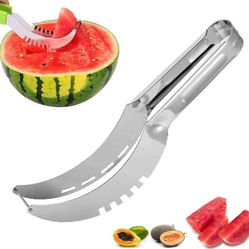 (silber, Grün, Rot) Wassermelonenschneider – Edelstahl – 20,5 Cm – Gummigriff – Leicht Zu Reinigen – Leicht
