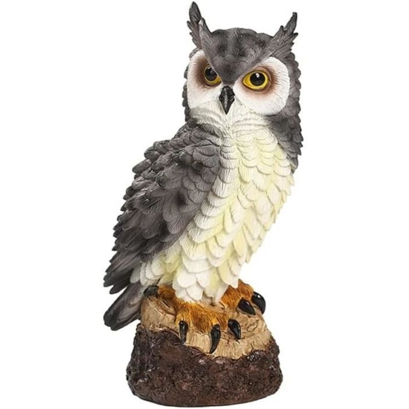 Eulenstatue – Gartendekoration – Kunstharz – 17,8 Cm – Vogelschutz – Grau