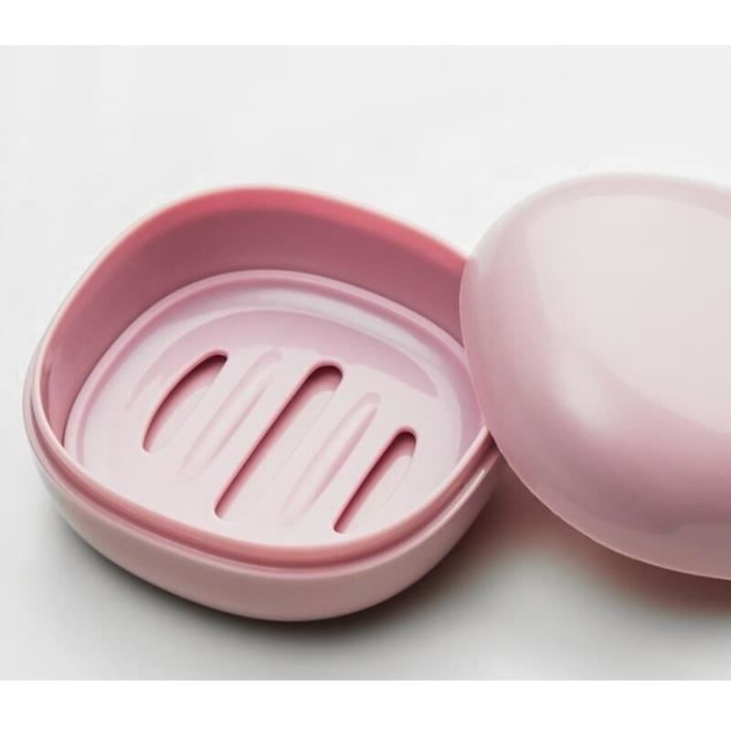 Bärenförmige Seifenschale, Tragbare Mini-seifenbox, Für Reisen, Wandern, Dusche, Badezimmer, Schule, Rosa, 1 Stück