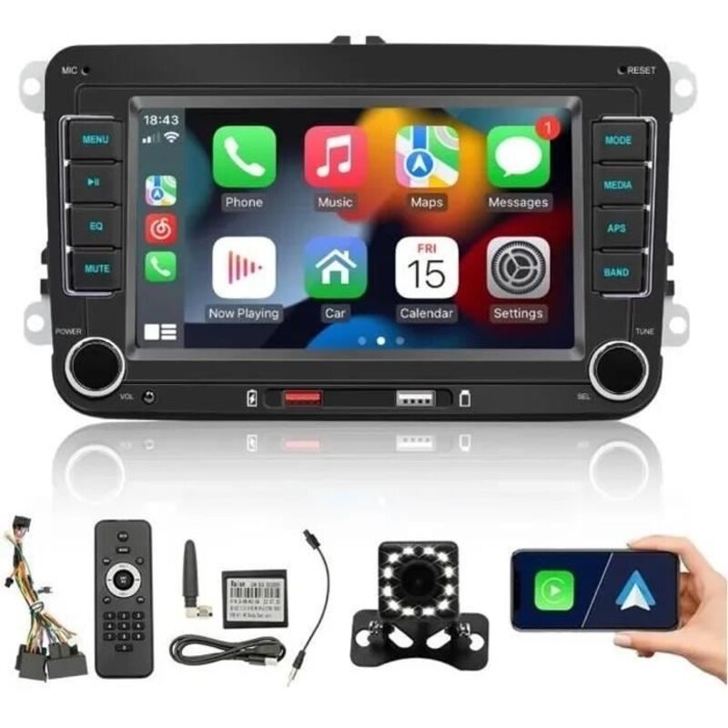 2-din-bluetooth-autoradio, 7-zoll-touchscreen, Gps, Freisprecheinrichtung, Rückfahrkamera, Doppel-din-autoradio