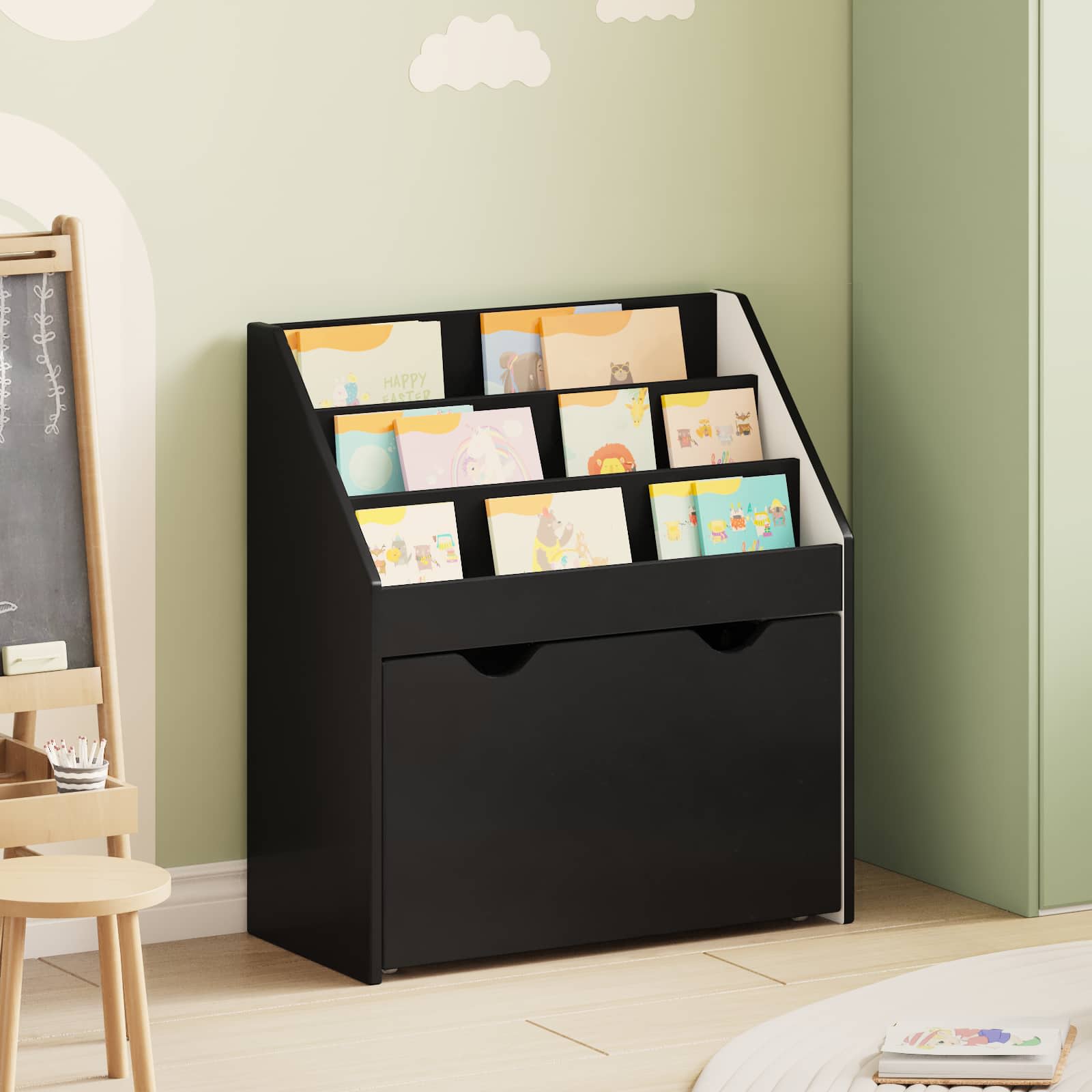 Kinderregal Schwarz 60 X 29,5 X 69 Cm Holzwerkstoff