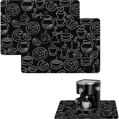 (schwarz) Kaffeemaschinenmatte, Abtropfmatte, Saugfähige Matte, Barmatte, Geschirrmatte Zum Schutz Der Küchenarbeitsplatte
