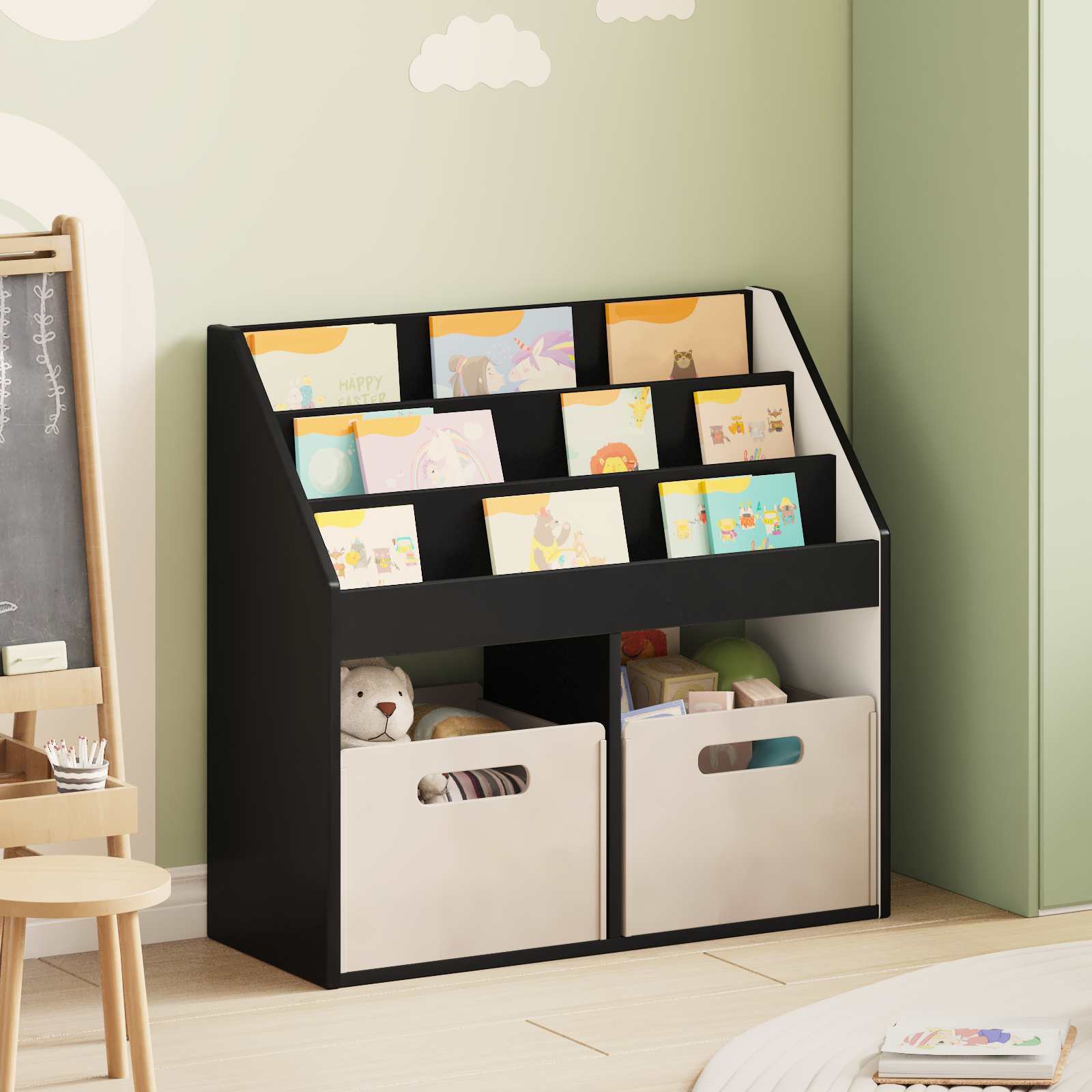 Kinderregal Schwarz 72,5 X 29,5 X 69 Cm Holzwerkstoff