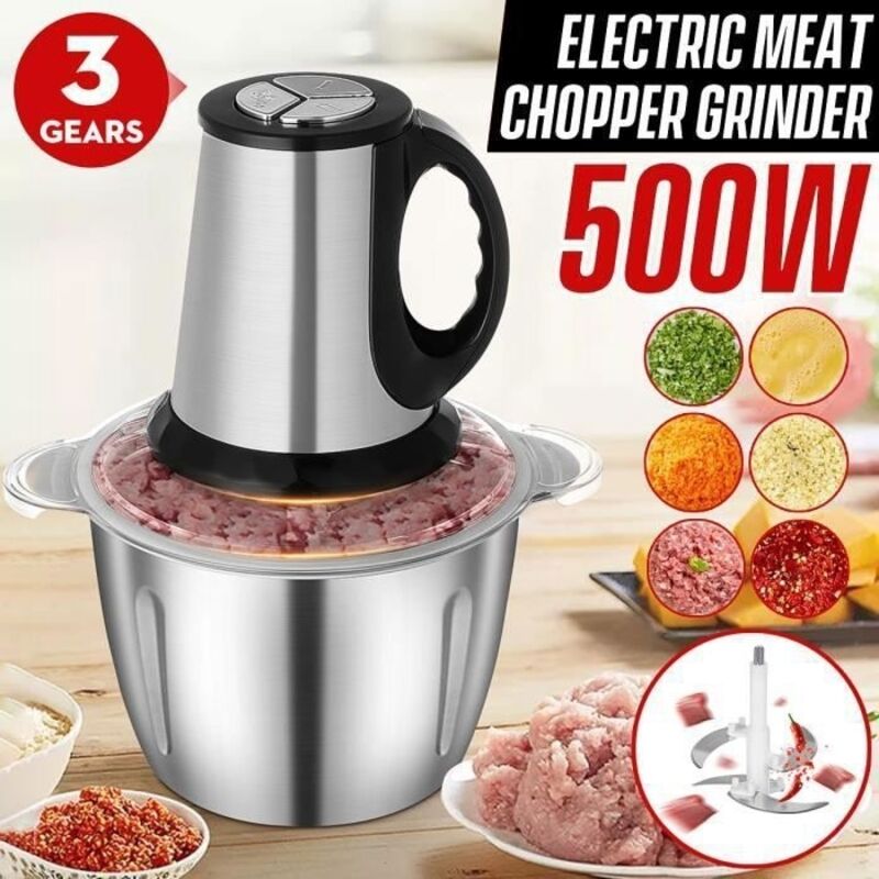 Elektrischer Fleischwolf, 3 L, 220 V, 550 W, 4 Klingen, 3 Geschwindigkeiten, Multifunktionaler Küchenprozessor Für Fleisch, Gemüse, Gewürze, Knoblauch Und Zum Schneiden