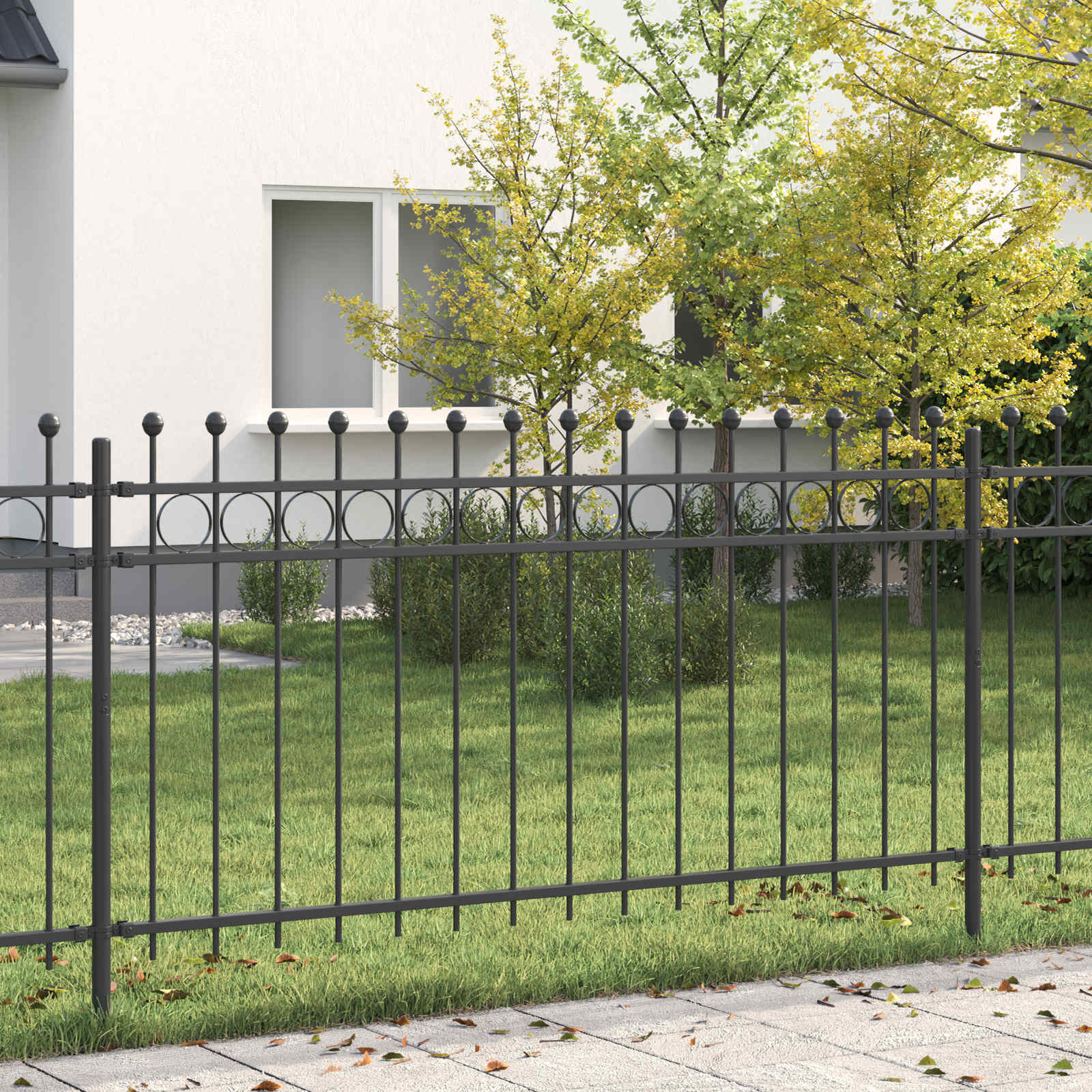 Ringzaun Tilburg Schwarz 200 X 150 Cm Pulverbeschichteter Stahl