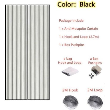 Größe 80 X 210 Cm – Typ Schwarz 2 – Sommer-moskitonetz Mit Magneten, Türgitter, Insektenschutzgitter, Sandfliegennetz