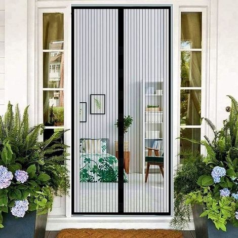 Magnetischer Türvorhang/magnetisches Moskitonetz Für Türen Und Fenster, Schutz Vor Mücken Und Fliegen, Schwarz (90 X 210 Cm)