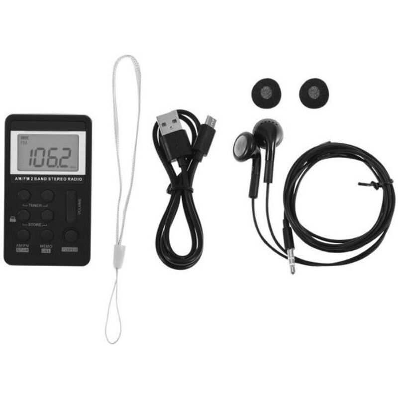 (schwarz) Tragbares Am/fm-stereo-taschenradio Mit 2-band-digitaltuning, Mini-radioempfänger Für Den Außenbereich, Kopfhöreranschluss - Cya