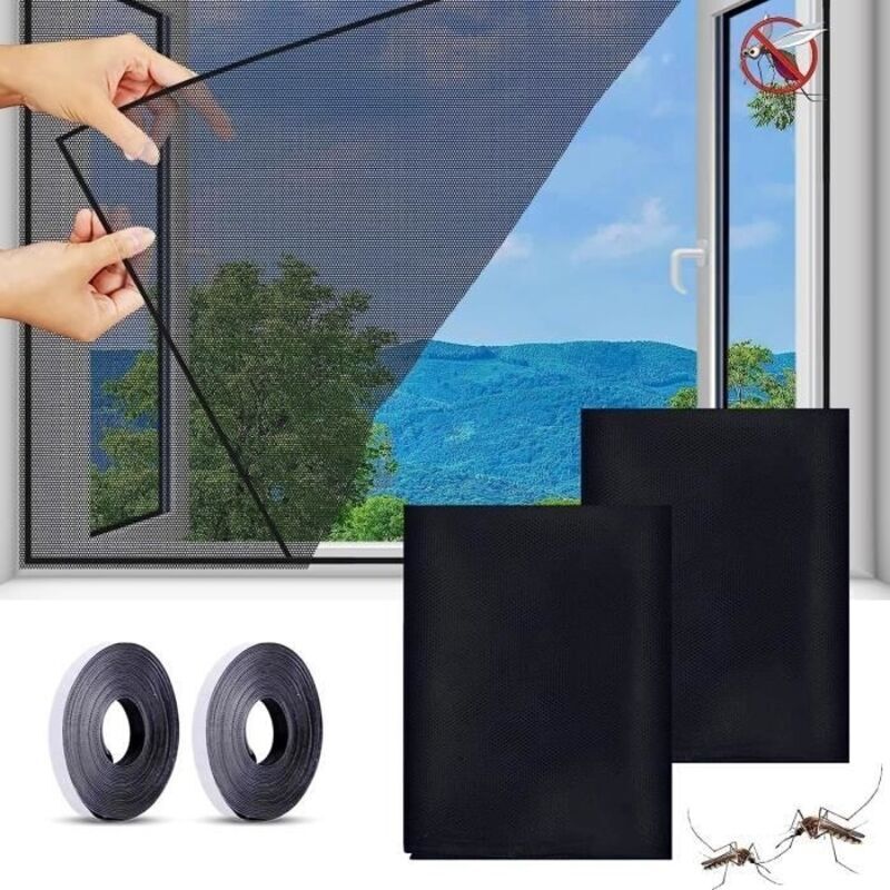 2-teiliges Fenster-moskitonetz, 130 X 150 Cm Insektenschutzgitter Für Fenster, Mit 2 Streifen