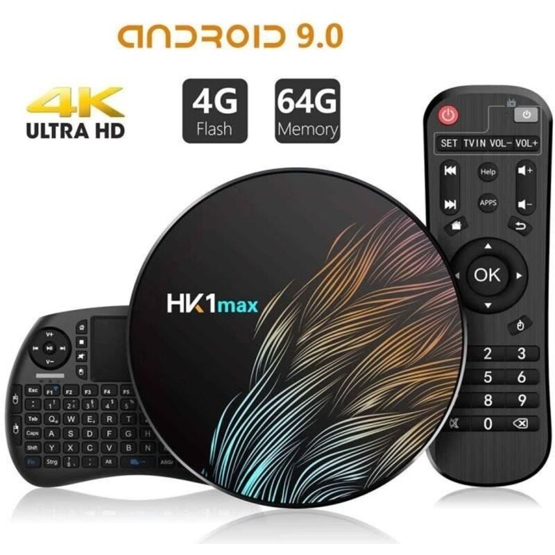 Hk1max Smart Tv Box Android 9.0 4 Gb + 64 Gb 2,4 Ghz/5 Ghz Wlan Bt4.0 Rk3318 Quad-core 4k Hk1 Max Décodeur Netflix Media Player