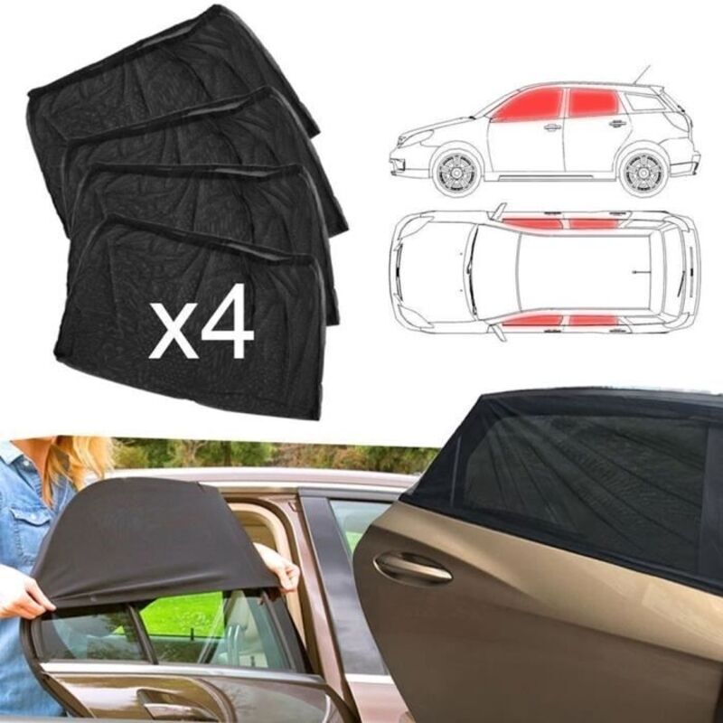 Saisonale Ausrüstung, Sonnenschutznetze Für Die Vorderen Und Hinteren Seitenscheiben Von Autos, 4 Stück, Isolierend - Typ 40x80 Cm