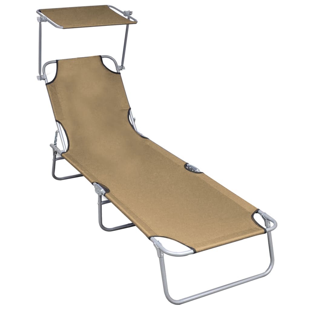 Klappliege Mit Sonnenschutz Taupe Aluminium