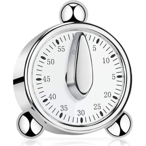 (silber) 60-minuten-küchentimer, Mechanischer Timer Für Kinder, Manueller Timer Zum Kochen Und Lernen (silber)