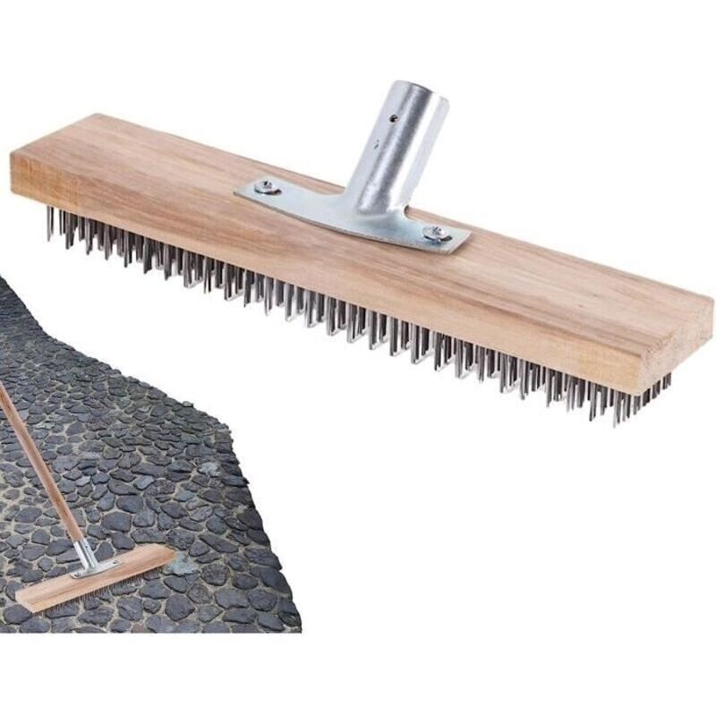 (holz- Und Silberfarben) Robuster Metallbesen Mit Schaumstoffborsten Für Den Außenbereich, Ideal Für Gärten Und Terrassen. Reinigungsstiele Sind Nicht Im Lieferumfang Enthalten.