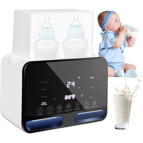 (weiß) 9-in-1 Babyflaschenwärmer, Bpa-frei – Doppelbecher – Schnelles Aufheizen – Doppelte Dampfsterilisation – Auftaufunktion