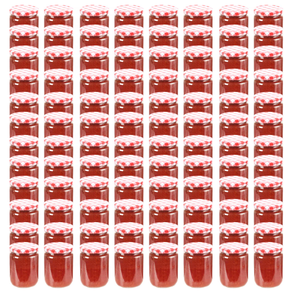 Marmeladengläser Mit Weißem/rotem Deckel 96 Stk. 230 Ml