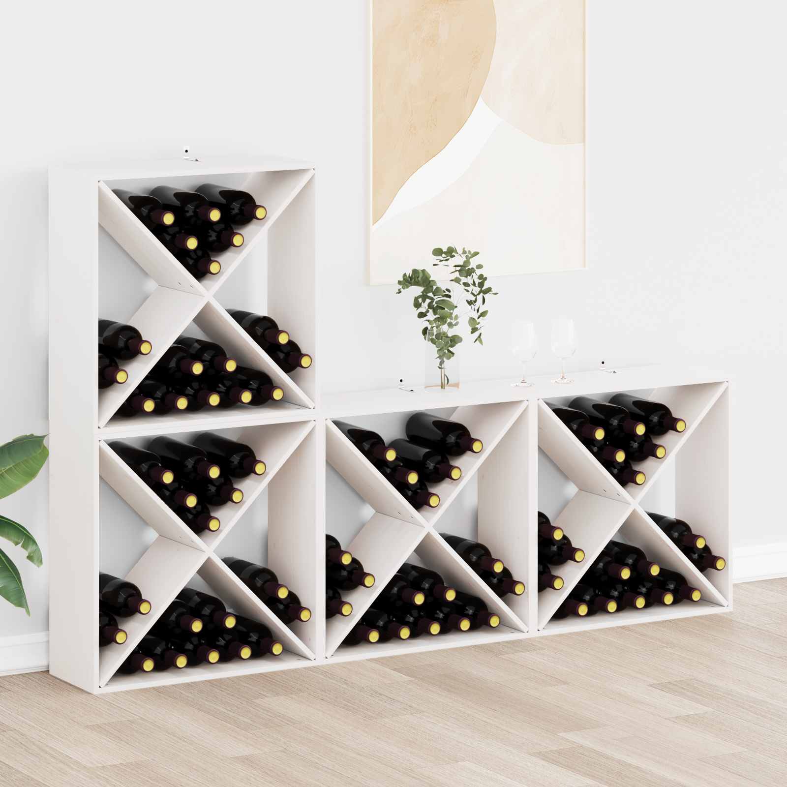 Weinregal 4 Pcs Weiß 62 X 25 X 62 Cm Massives Kiefernholz