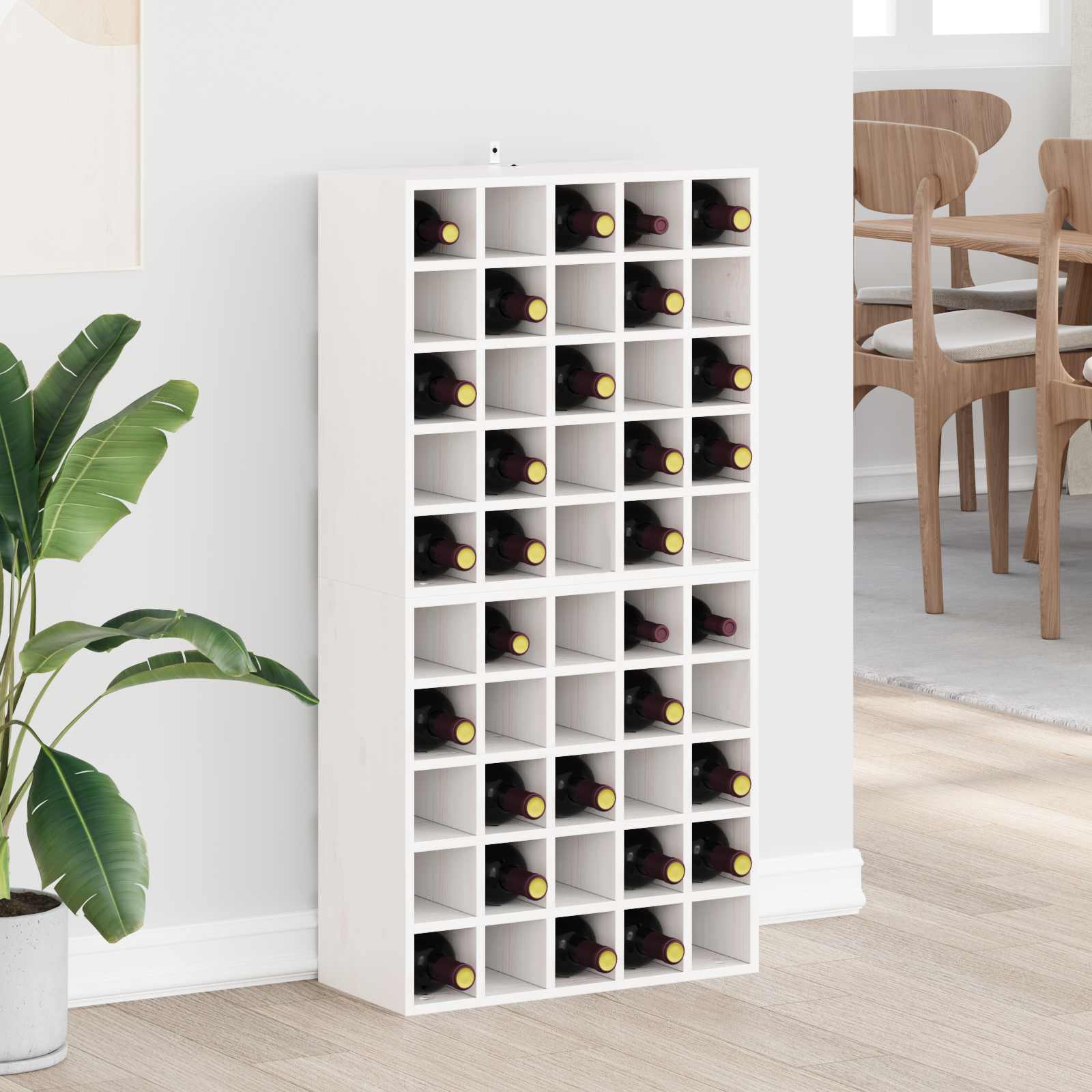 Weinregal 2 Pcs Weiß 56 X 25 X 56 Cm Massives Kiefernholz