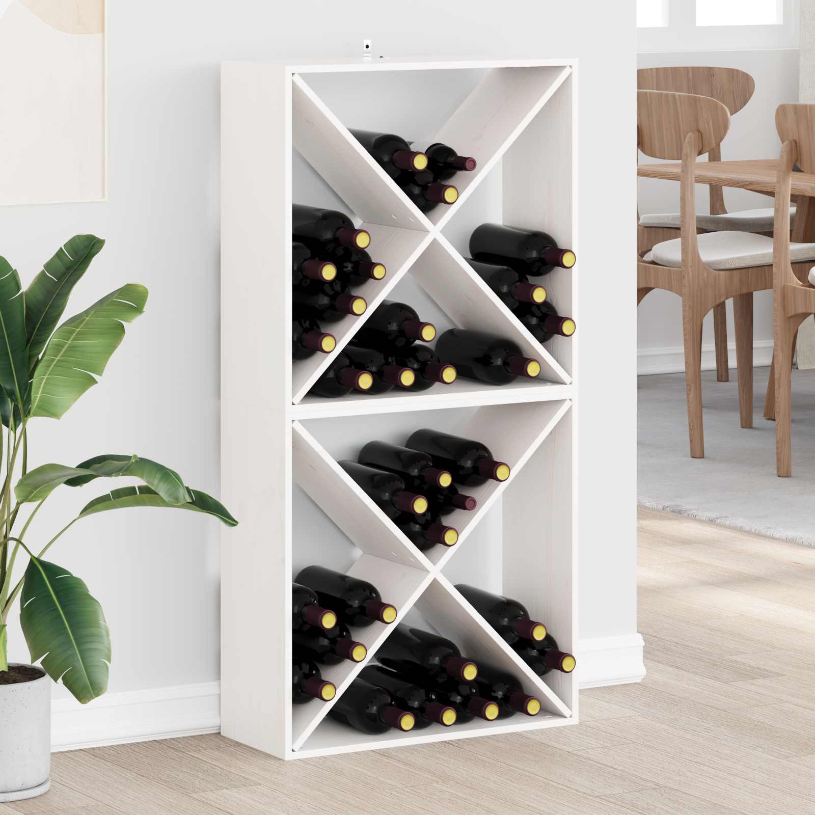 Weinregal 2 Pcs Weiß 62 X 25 X 62 Cm Massives Kiefernholz