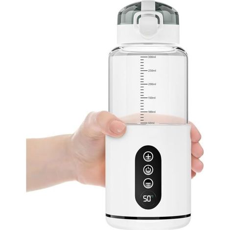 Tragbarer, Kabelloser Flaschenwärmer Für Babys, Einstellbare Temperatur, 300-ml-flasche Für Reisen, Auto, Flugzeug (weiß)
