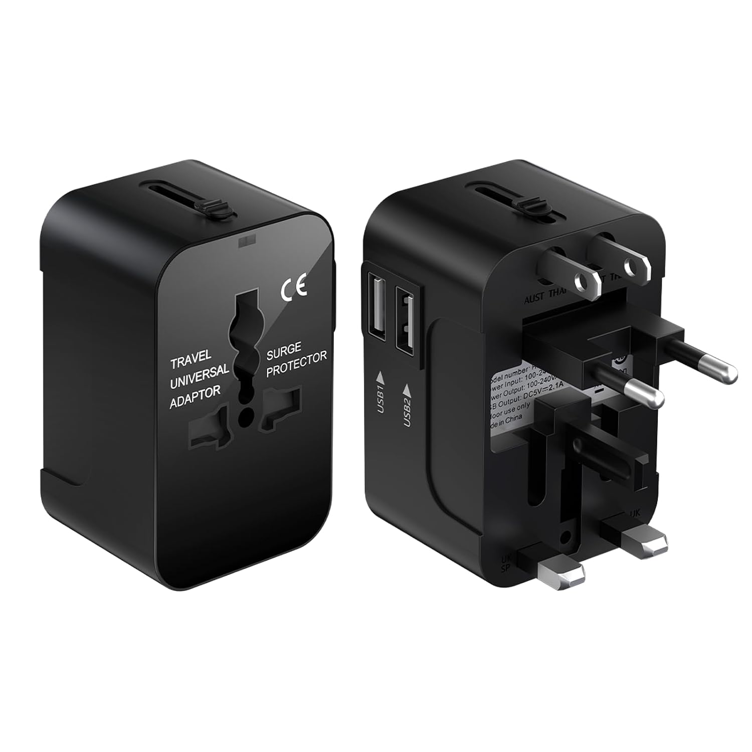 (1 Stück) Universal-reiseadapter (uk-stecker, Europa, Usa, Australien, Japan) – 2 Usb-anschlüsse Zum Laden