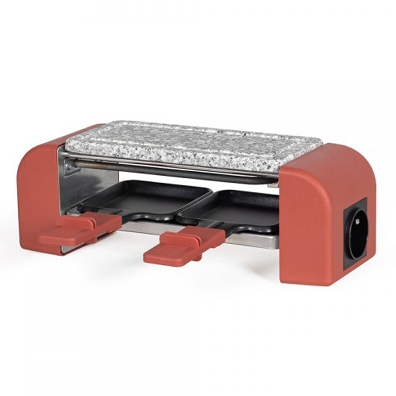 Appareil À Raclette 2 Personnes Connectable Livoo, 450w, Pierre Naturelle, Rouge