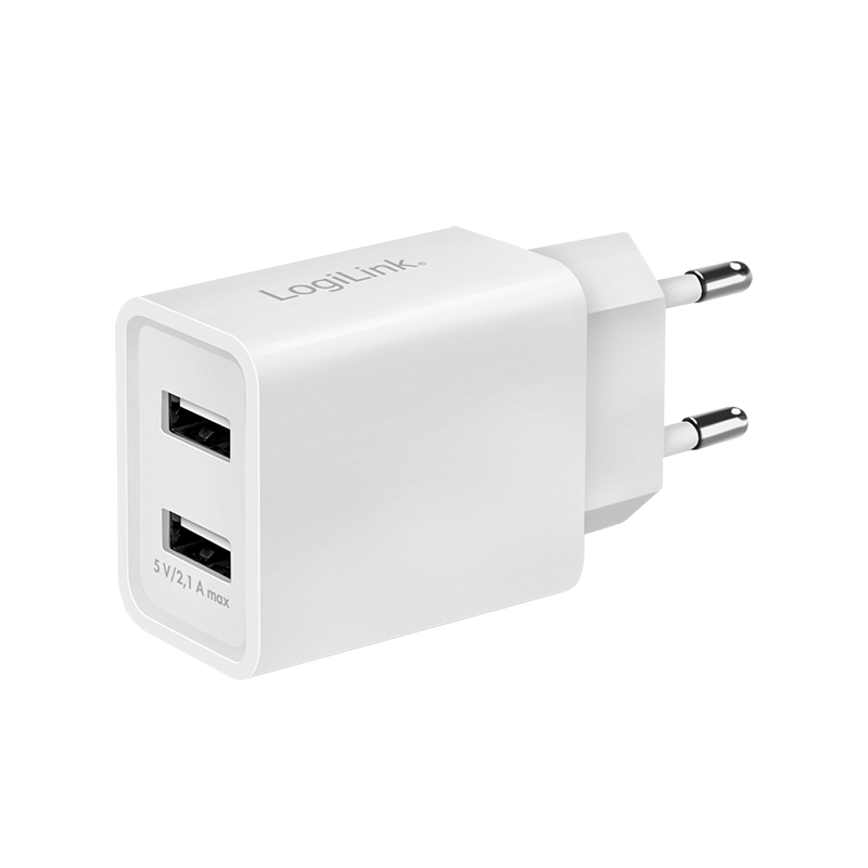 Logilink Usb-wandladegerät Mit 2x Usb-a 10,5w Schnellladefunktion Für Smartphones Und Tablets